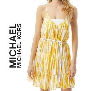 Michael Kors Cover Up Sun Dress - Tie Dye Daydream - Yellow & White - Size XS